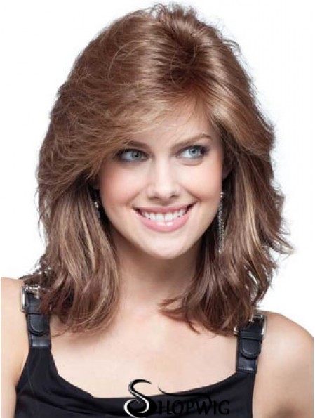 Front Lace Wigs UK Human Hair With Bangs Shoulder Length