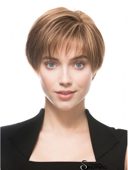 Monofilament Human 100% Hand Tied Boycuts Short Length Straight Style