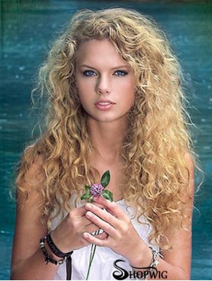 Taylor Swift Wigs Remy Human Lace Front Curly Style Blonde Color