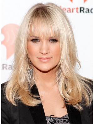 Carrie Underwood Wigs With Cangs Lace Front Shoulder Length Blonde Color