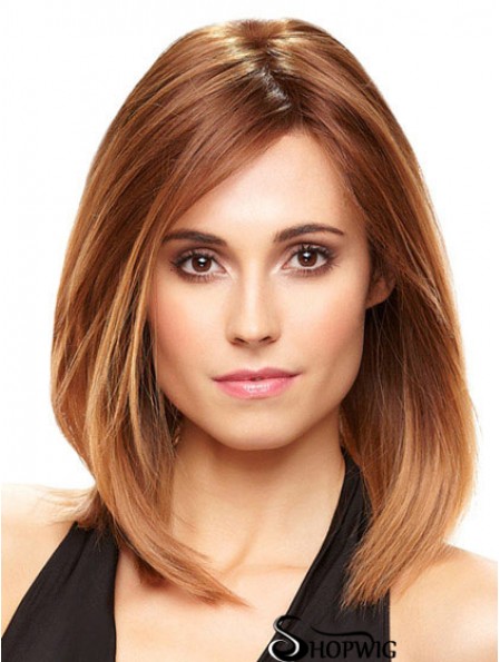 Short Bob Wig With Monofilament Shoulder Length Straight Style Auburn Color