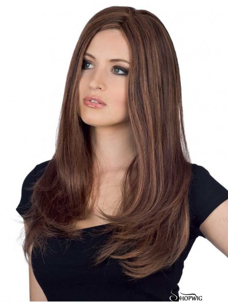 Natural Human Hair Straight Feminine Wig With Monofilament Long Lengh