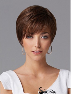 Hair Wigs For Women Cropped Length Straight Style Auburn Color