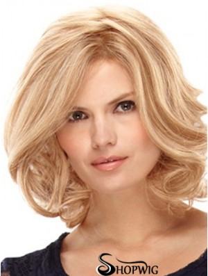 Blonde Shoulder Length High Quality Curly Layered Lace Wigs