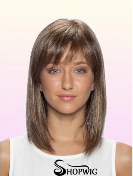 100% Glueless Human Hair Lace Front Wigs With Bangs Stright Style