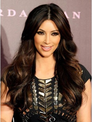 Monofilam 22 inch Long Remy Human Wavy Black Charmer Mono Wig