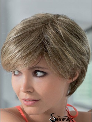 Mono Human Hair Wigs With Lace Front Short Length Boycuts