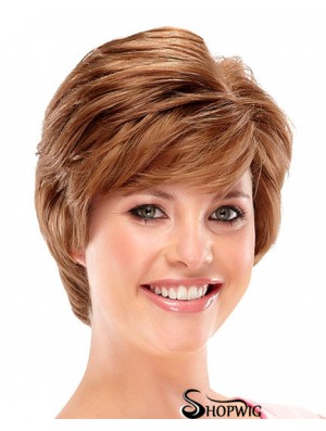 Designed Auburn Short Wavy Layered 6 inch Human Hair Wigs