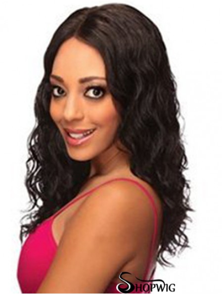 Human Lace Front Wigs Black Color Shoulder Length Wavy Style