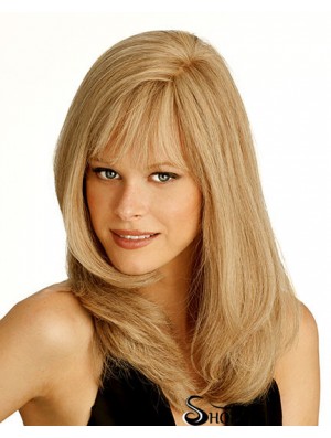 Monofilament Human Straight Style Long Length Blonde Color