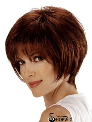 Human Bob Hair Wigs Remy Lace Front Chin Length Auburn Color