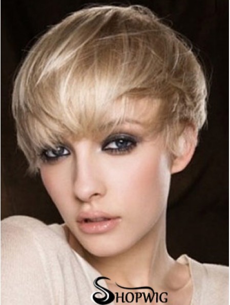 Blonde Human Hair Wig Cropped Length Straight Style Boycuts