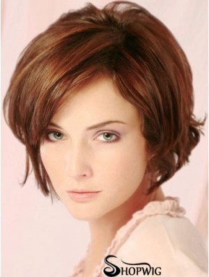 Auburn Short Cheap Wavy Layered Lace Wigs