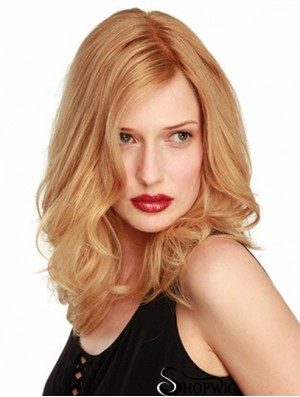 14 inch Blonde Shoulder Length Without Bangs Wavy Ideal Lace Wigs