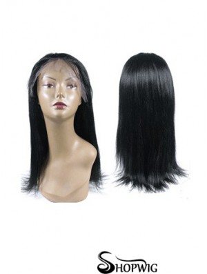 Black Full Lace Straight Long Hand Tied Human Hair Wigs