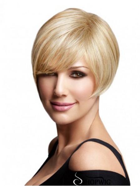 Cheap Bob Wigs Remy Human Full Lace Chin Length Blonde Color