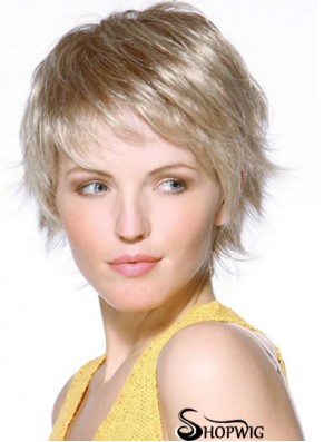 8 inch Blonde Chin Length Layered Straight Gorgeous Lace Wigs