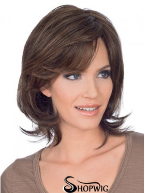 Popular 10 inch Brown Chin Length Layered Straight Lace Wigs