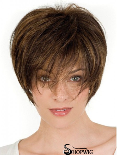 Human Hair Brown Wigs With Lace Front Wavy Style