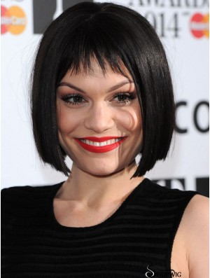 10 inch Hairstyles Black Chin Length Straight Bobs Jessie J Wigs