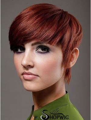 Boycuts Top Straight Red Short Human Hair Wigs