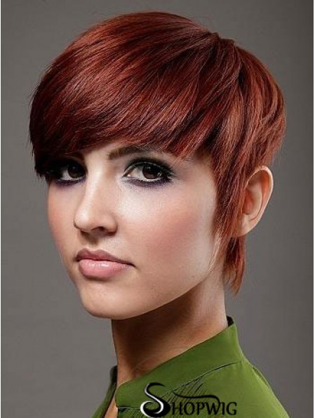 Boycuts Top Straight Red Short Human Hair Wigs