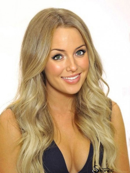 100% Hand Tied Remy Long Wavy Blonde Cheap Monofibre Wigs