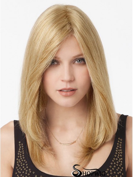 Blonde Long Great Straight Without Bangs Lace Wigs