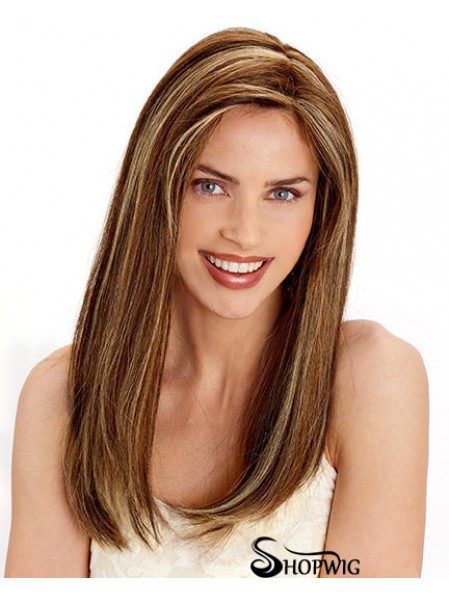 Layered Convenient Straight Brown Long Human Hair Wigs