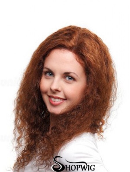 Curly Auburn Remy Human 100% Hand Tied Mono Wigs