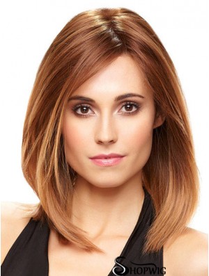 Sleek Lace Front Wigs With Monofilamentt Auburn Color Layered Cut