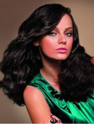 Human Hair Full Lace Wigs Sale With Bangs Black Color