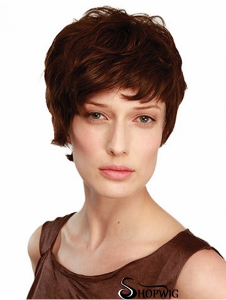 6 inch Brown Short Boycuts Wavy Fashionable Lace Wigs