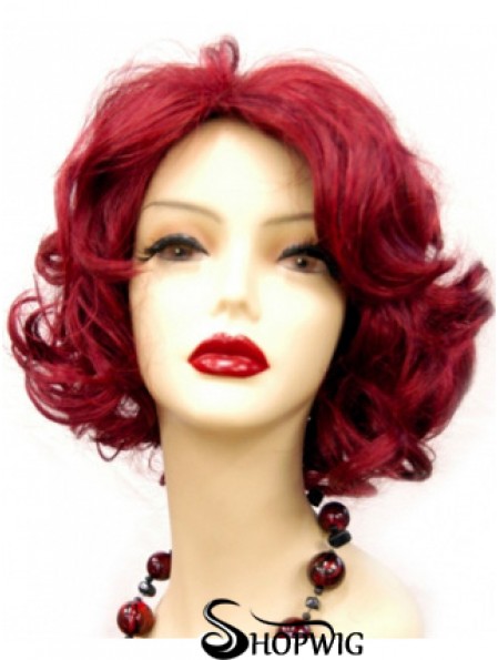 Wavy Without Bangs Chin Length Red Online Lace Front Wigs