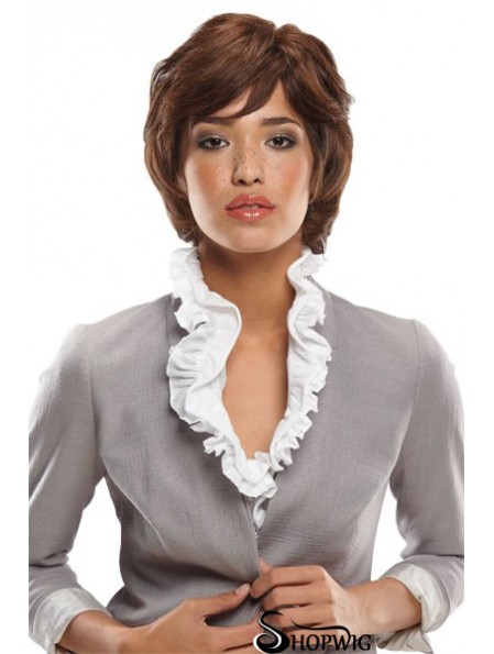 Bobs Chin Length Auburn Wavy Durable Petite Wigs