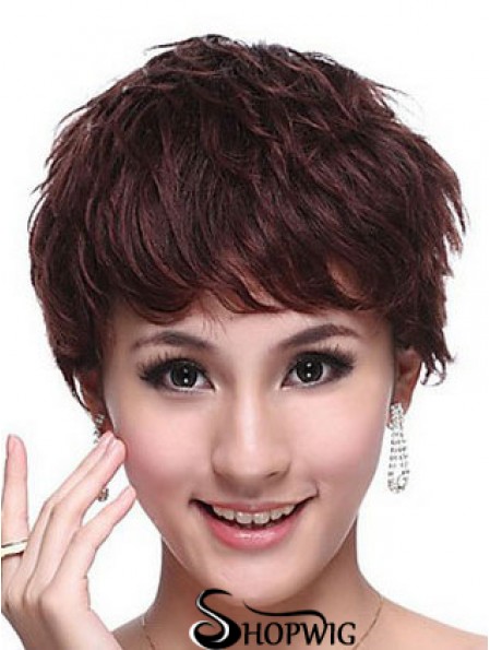 Capless Wavy Boycuts Cropped Trendy Human Hair Wigs