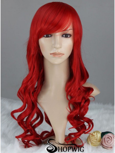 Wavy With Bangs Lace Front Discount 22 inch Red Long Wigs