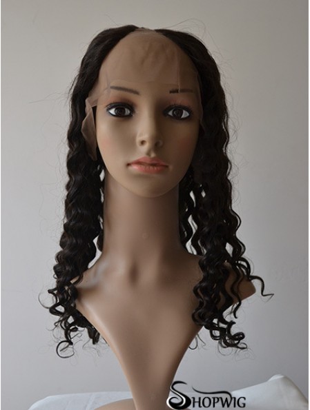 18 inch Lace Front Curly Black Fashionable U Part Wigs