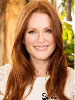 Without Bangs Long Copper Straight 20 inch Incredible Human Hair Julianne Moore Wigs