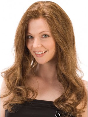 Without Bangs Affordable Wavy Auburn Long Human Hair Lace Front Wigs