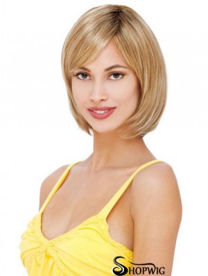 Short To Medium Bob Wigs With Lace Front Blonde Color Straight Style