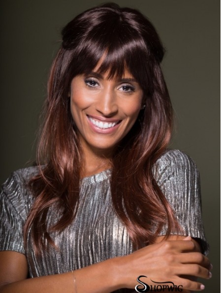 High Quality Long Straight Auburn With Bangs African American Wigs