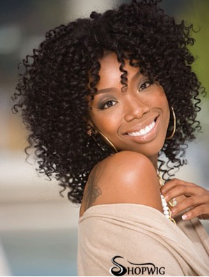 Indian Remy Lace Front Kinky Layered Black Shoulder Jennifer Hudson Wigs
