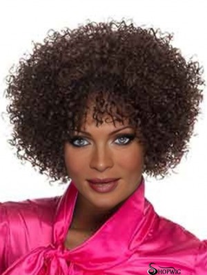 Popular Brown Short Layered Curly Glueless Lace Front Wigs