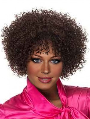 Popular Brown Short Layered Curly Glueless Lace Front Wigs