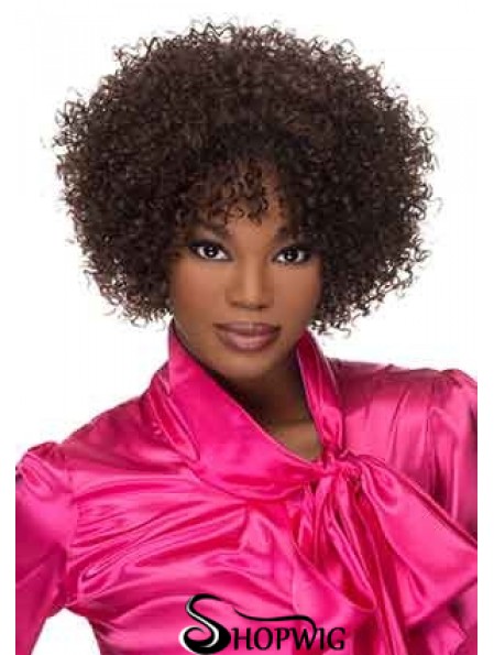 Popular Brown Short Layered Curly Glueless Lace Front Wigs