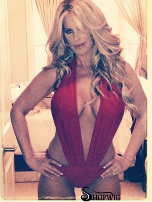 Kim Zolciak Without Her Wig Brown Color Synthetic With Bangs