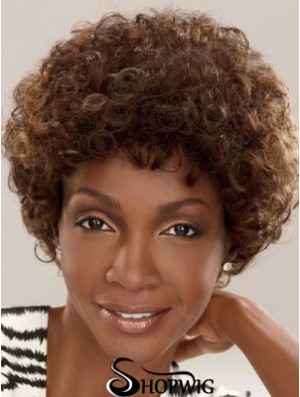 Capless Short Brown Layered Brown Synthetic Afro Kinky Hairstyles