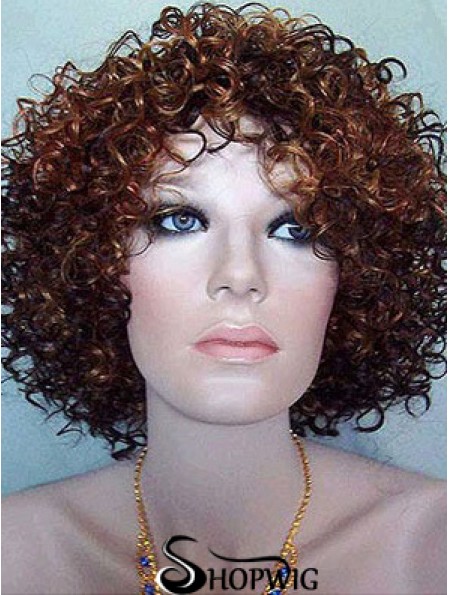 Kinky Layered Chin Length High Quality Auburn Synthetic Wigs