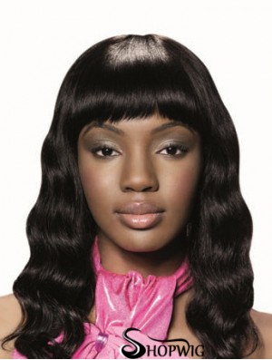 Long Black Wavy With Bangs New African American Wigs